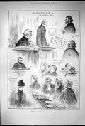 Old Antique Print 1886 Sketches Law Courts Action Libel Judge Witness Box 19th
