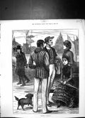 Antique Old Print 1883 Athletics Aesthetics Ladies Men Romance River Scene 19th