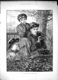 Antique Old Print University Boat Race Ladies Spectators Garden Putney 1883