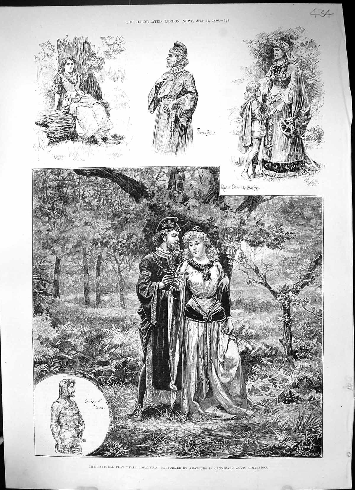 Old 1886 Pastoral Play Fair Rosamund Cannizaro Wood Wimbledon Theatre Victorian