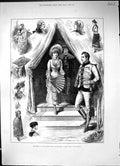 Old Antique Print 1882 Sketches Fancy Dress Ball Royal Albert Hall Ludlow 19th