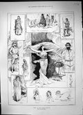 Original Old Antique Print 1888 She Gaiety Theatre Murder Kall Actors Victorian