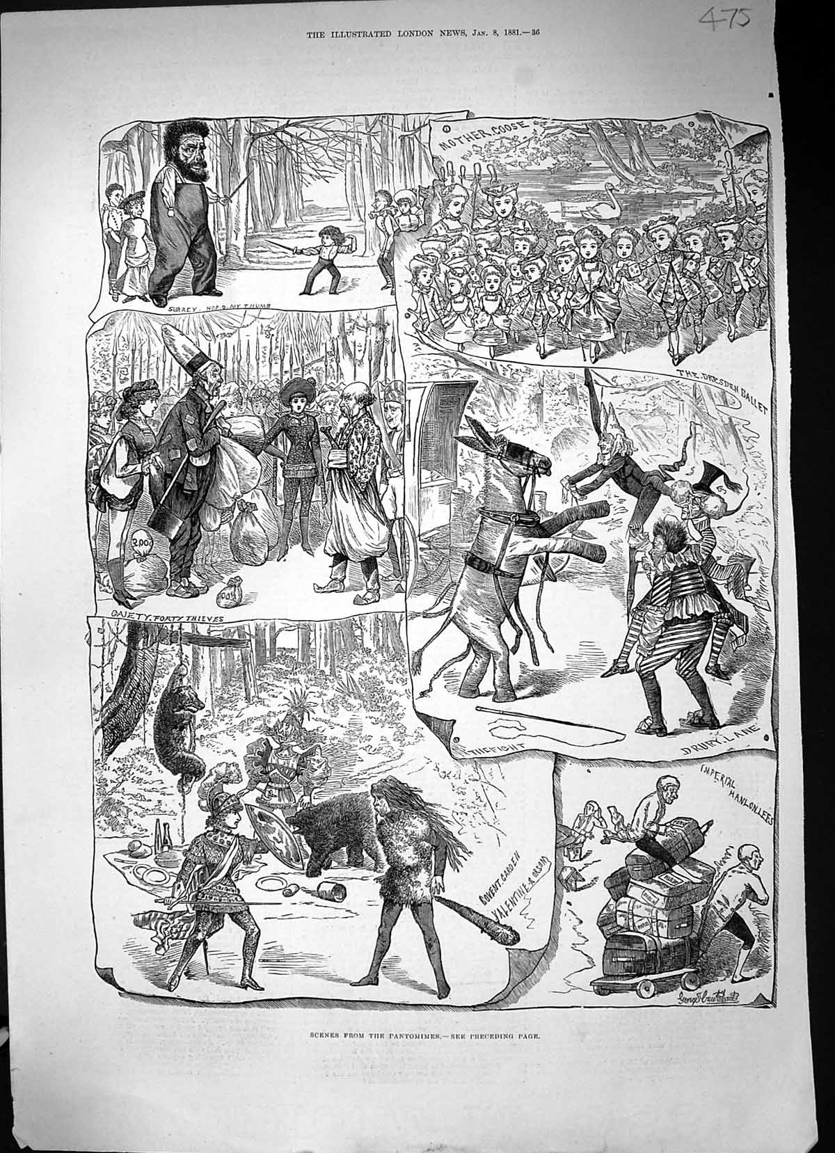 Old 1881 Scene Pantomimes Covent Garden Surrey Dresden Ballet Imperia Victorian