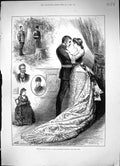 Old Antique Print 1882 Sketches Ours Haymarket Theatre Romance Man Lady 19th
