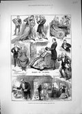 Old 1881 Sketches Prince Wales Theatre Colonel Forrester Tompkins Bly Victorian