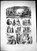 Old Antique Print Christmas Story Taming Ghost Family House Comedy 1882 19th