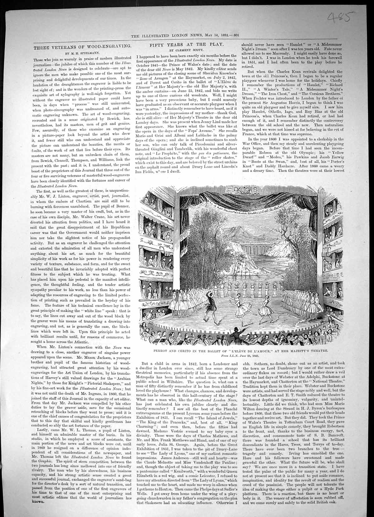 Old Print 1892 Perrot Cerito Ballet L'Eleve De L'Amour Majesty'S Theatre 19th
