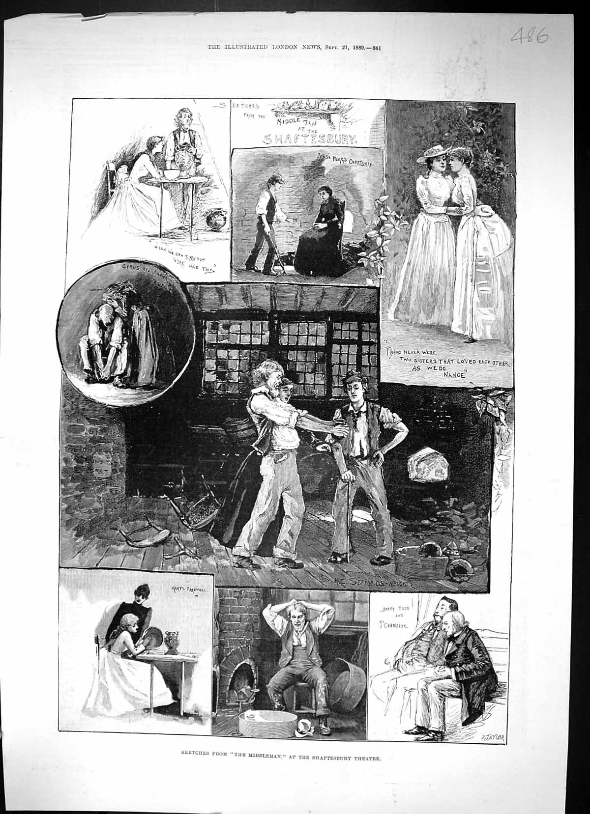 Antique Print 1889 Middleman Shaftesbury Theatre Todd Mary Seppings-Wright 19th