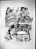 Old Print 1884 Christmas Pantomimes Red Riding Hood Jack Jill Cinderella 19th