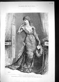 Antique Print Madame Modjeska Constance Heatsease Royal Court Theatre 1880 19th