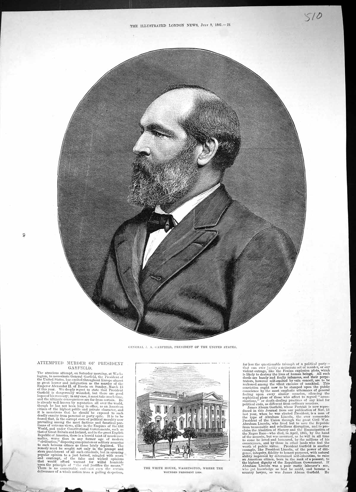 Old General Garfield President United States White House Washington