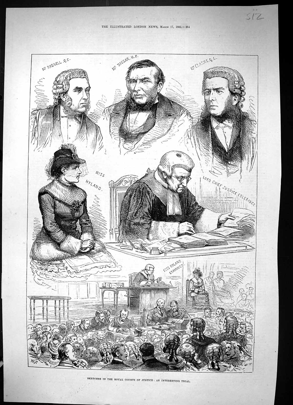 Old 1883 Royal Courts Justice Russell Biggar Clarke Coleridge Hyland Victorian