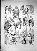 Original Old Antique Print Sketches Shakspearean Show Theatre Actors 1891 19th