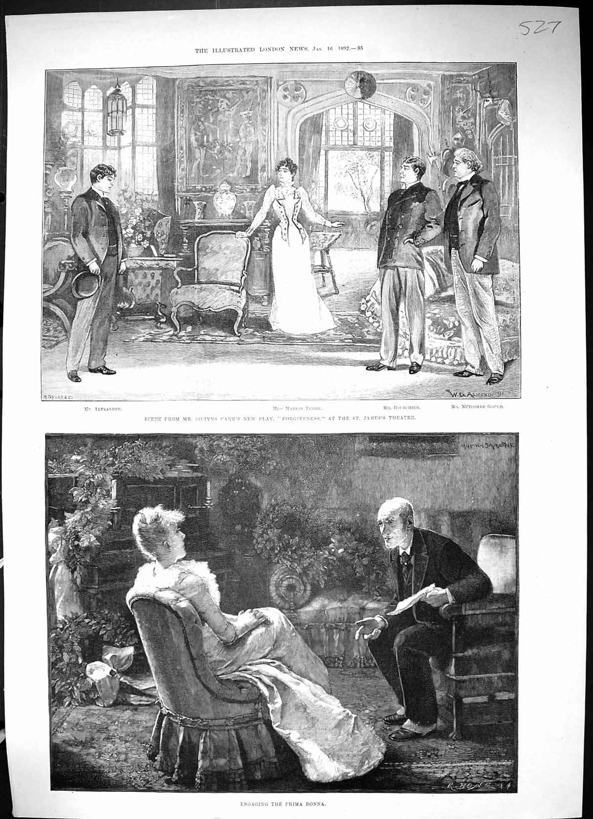 Old 1892 Comyns Carr Play James'S Theatre Gould Terry Bourchier Alexa Victorian