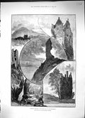 Original Old Antique Print Ballantrae Neighbourhood Craigneil Architecture 1888