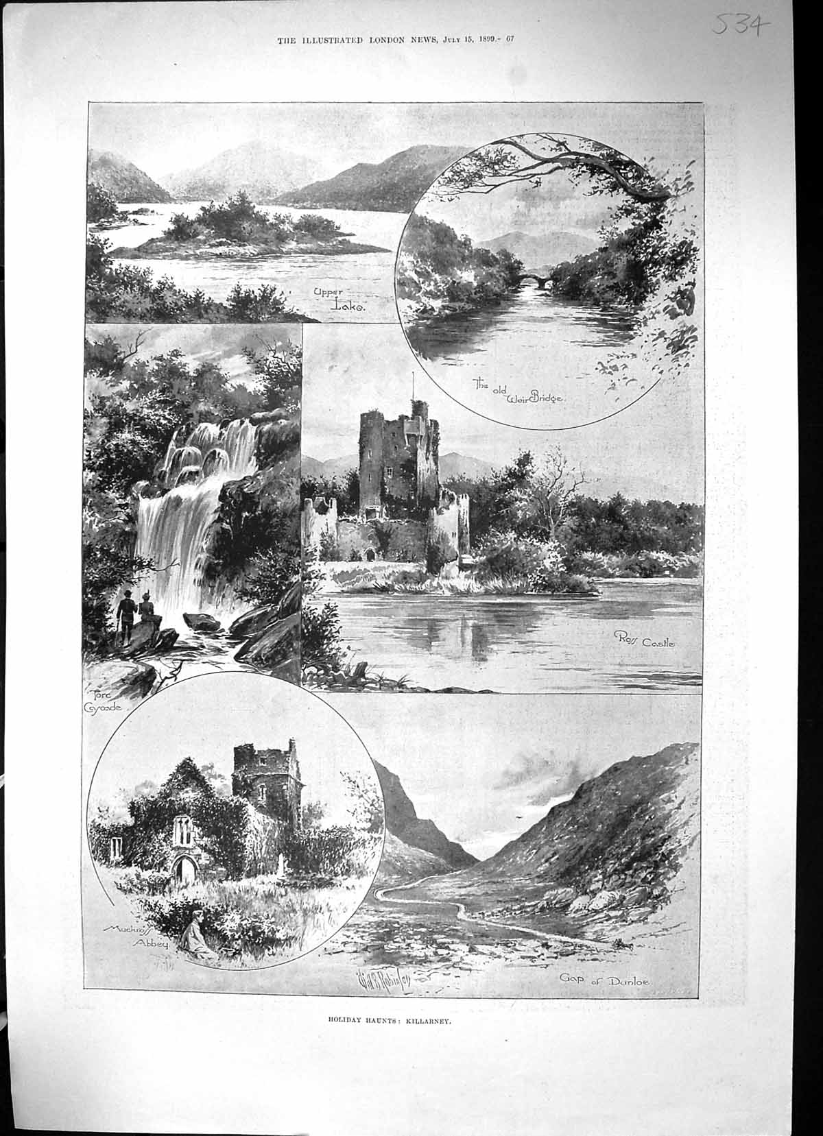 Old 1889 Killarney Ross Castle Gap Dunloe Muckross Abbey Clipper Lake Victorian