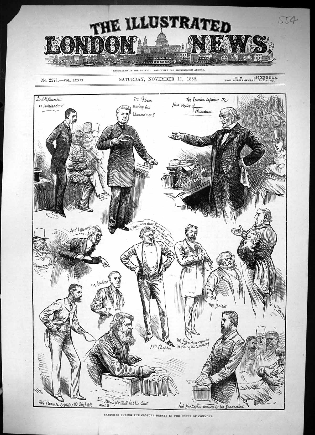 Old Cloture Debate House Commons Parliament Chaplin Gibson Churchill