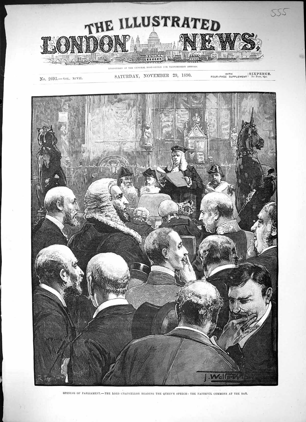 Old 1890 Opening Parliament Lord Chancellor Queen'S Speech Commons Ba Victorian