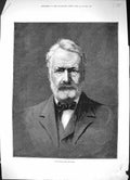 Original Old Antique Print 1881 Portrait Victor Hugo 19th Century