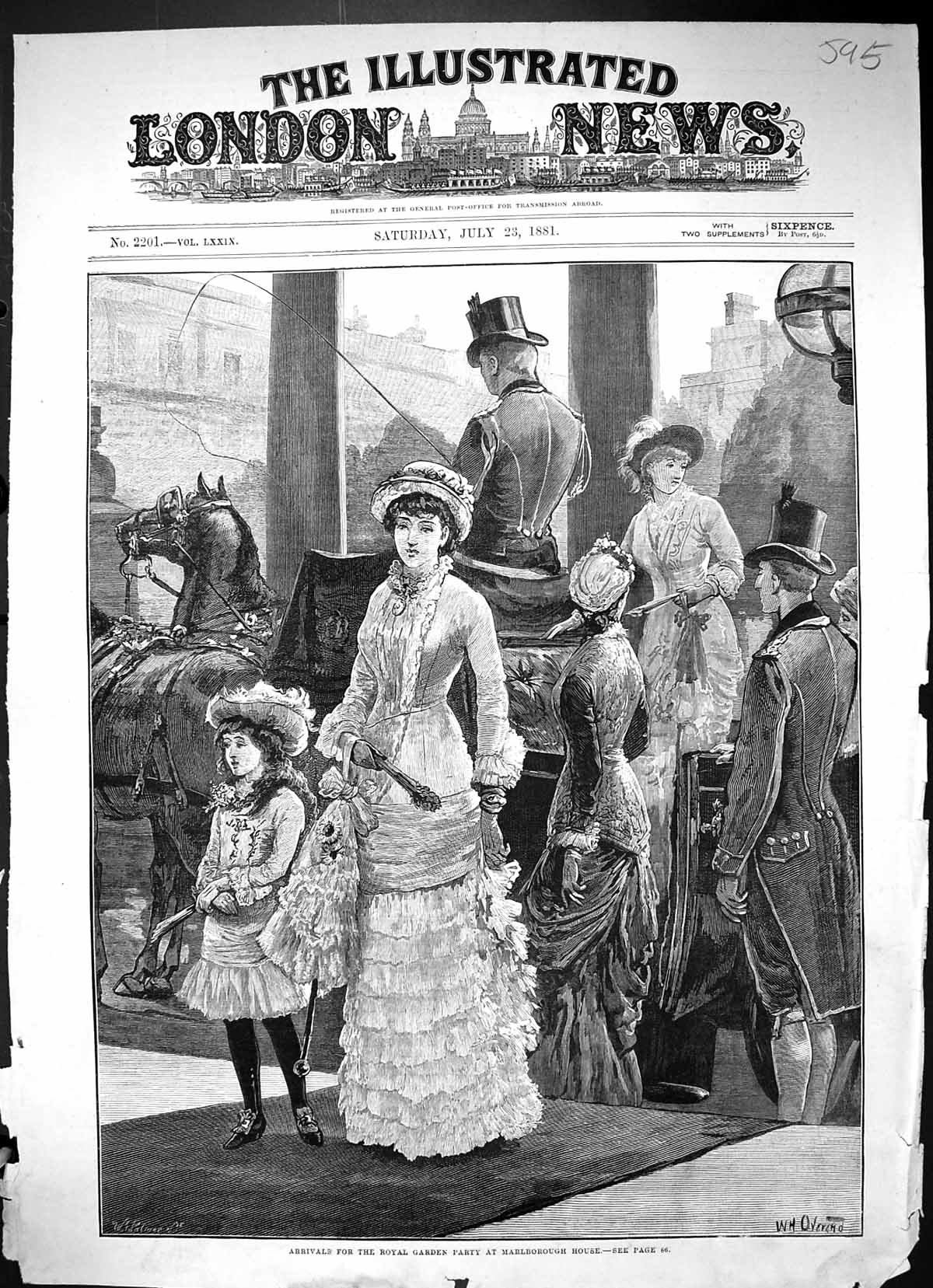 Original Old Antique Print Arrivals Royal Garden Party Marlborough House 1881