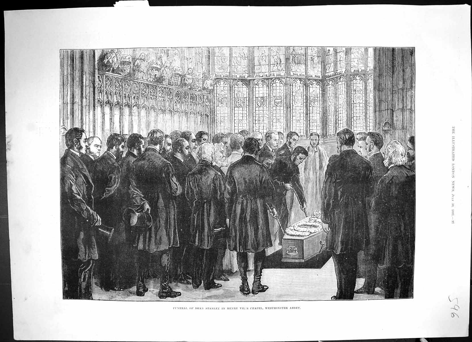 Antique Print 1881 Funeral Dean Stanley Henry Vii Chapel Westminster Abbey 19th