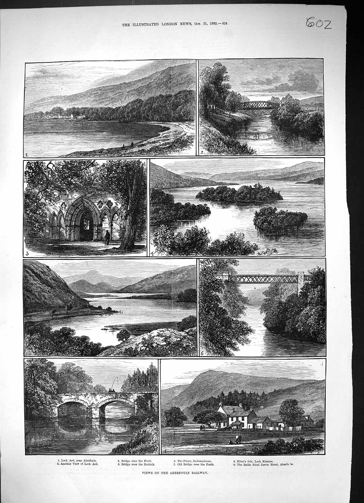 Old 1882 Aberfoyle Railway Loch Ard Forth Bridge Katrine Endrick Inch Victorian