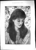 Original Old Antique Print 1896 Portrait Beautiful Woman Neaera Ryland 19th