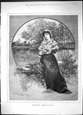 Antique Print Portrait Beautiful Woman Maiden Meditation Forest Trees 1881 19th