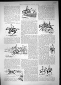 Original Old Antique Print 1889 Hunting Sport Horses Jumping Hedge Foxhunter
