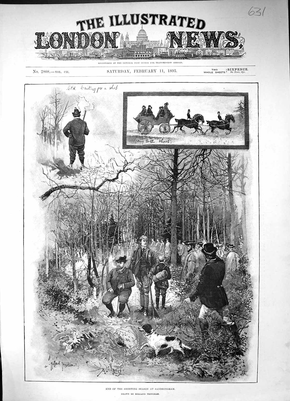 Old Antique Print 1893 Shooting Season Sandringham Hunting Scotland Sport 19th