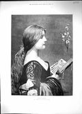 Original Old Antique Print 1898 Portrait Beautiful Girl Venetian Evensong 19th