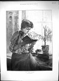 Original Old Antique Print 1894 Portrait Lady Reading Book Third Volume Johnson