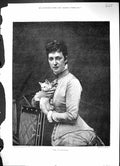 Original Old Antique Print 1881 Portrait Beautiful Woman Pet Kitten Victorian