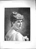 Original Old Antique Print 1889 Portrait Beautiful Woman Irene Flowers Seifert