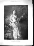 Old Antique Print 1888 Beautiful Woman Music La Pettiniera Conrad Kiesel 19th