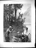 Old 1893 Deer Hunting Forest Adirondack Mountains Shooting Sport Dog Victorian