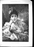 Old Antique Print 1889 Beautiful Woman Fair Critic Theatre Conrad Kiesel 19th