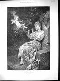 Antique Old Print 1893 Beautiful Woman Cherub Music Hath Charms Eugen Klimsch