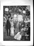 Old Print 1884 International Health Exhibition Evening Fete Music Garden 19th