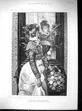 Antique Print 1890 Beautiful Woman Flowers Reflections Mirror Schmachinger 19th