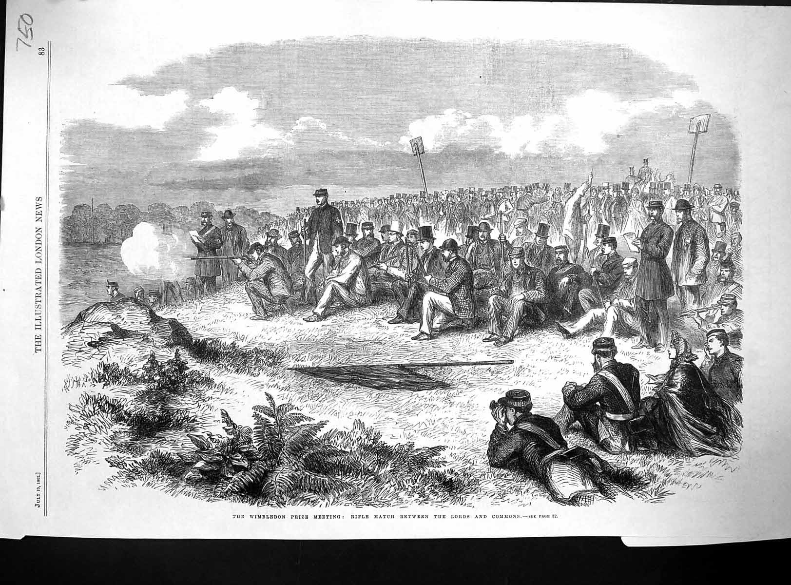 Antique Print 1862 Wimbledon Prize Meeting Rifle Match Lords Commons Sport 19th