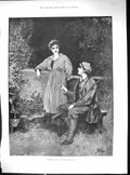Antique Old Print 1893 Better Sport Man Lady Romance Gun Garden Scene Knowles