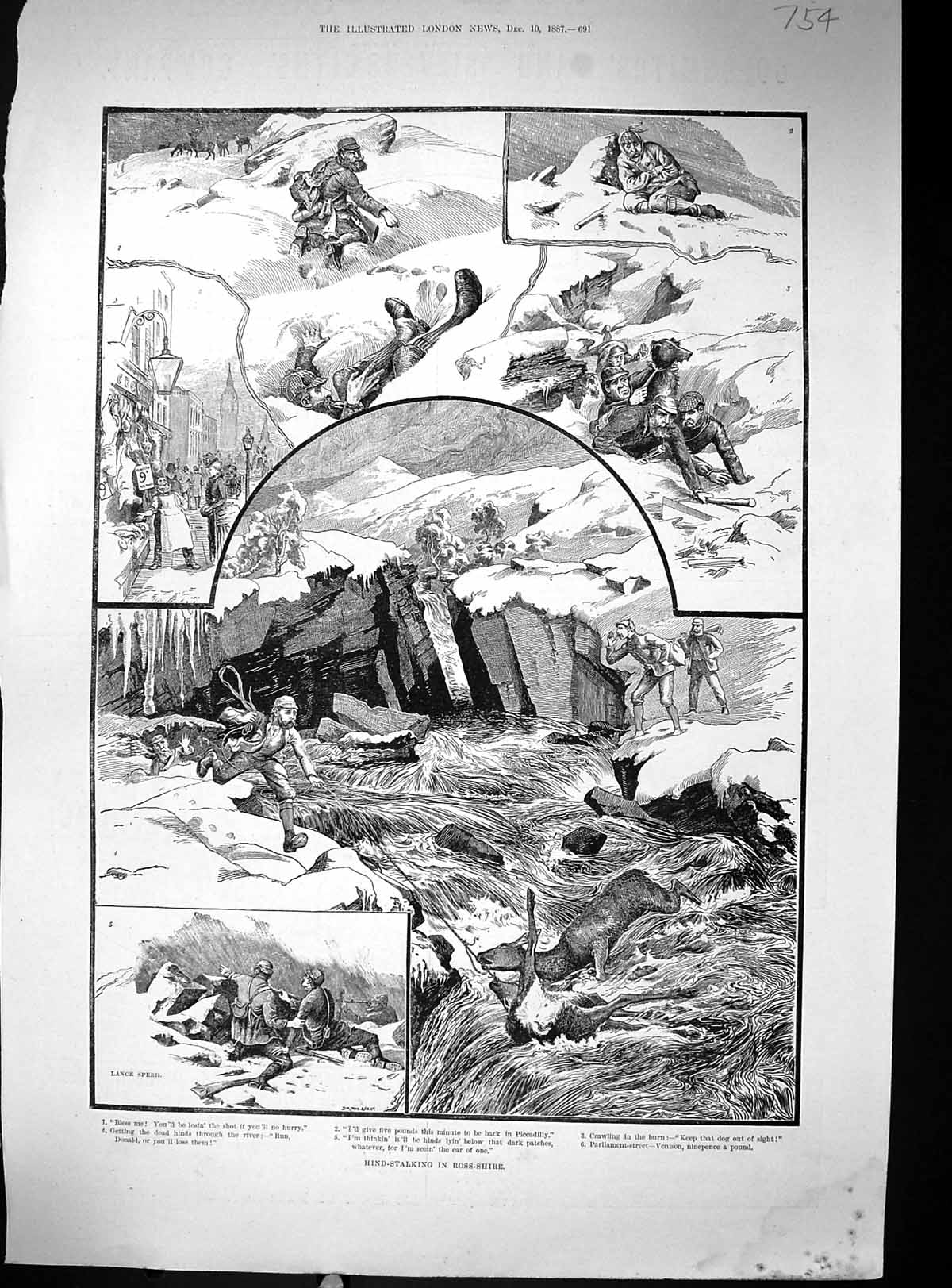 Old 1887 Hind Deer Stalking Ross-Shire Scotland Hunting Comedy Sketch Victorian