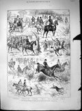 Antique Old Print Empress Austria Sir Watkin Wynn Hounds Hunting Sport 1882