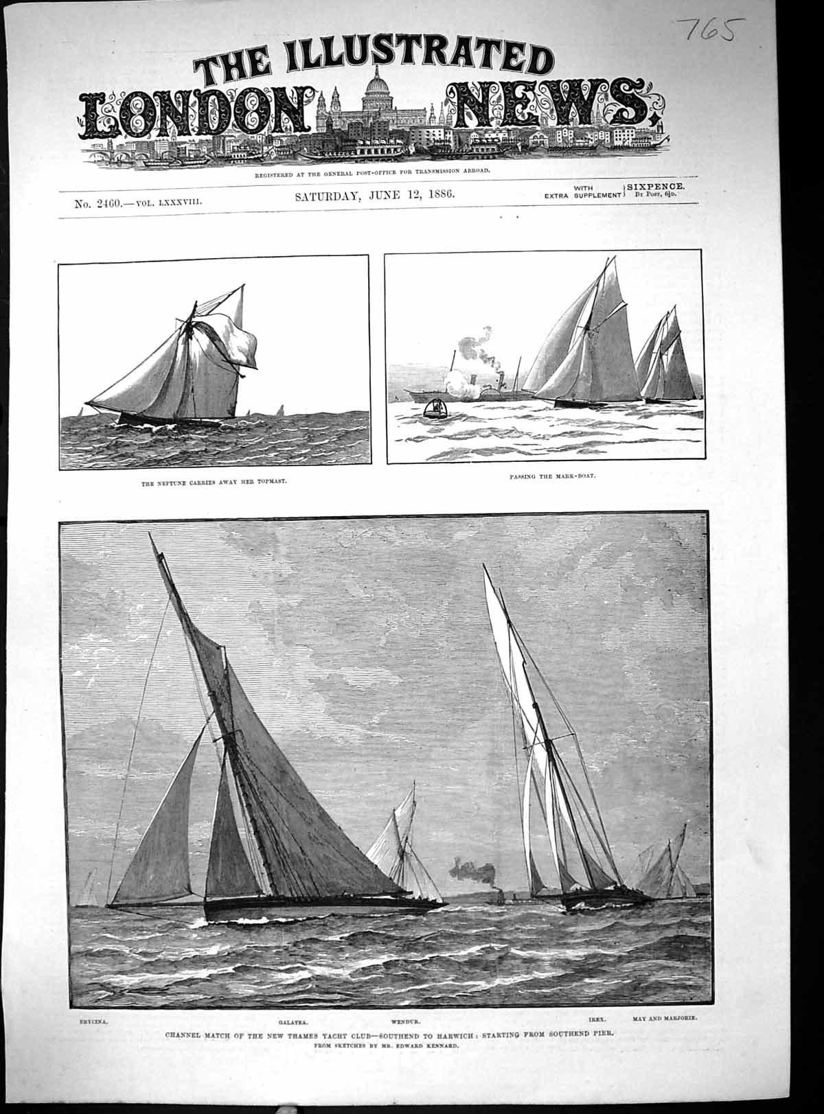 Old 1886 Thames Yacht Club Southend Harwich Irex Wendur Galatea Neptu Victorian