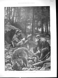 Antique Old Print 1895 Bear Hunting Montana Dead Animal Hunting Sport Forest