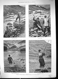 Antique Print Fishing Norway Trout Angler Men River Fishermen 1888 Kennard 19th