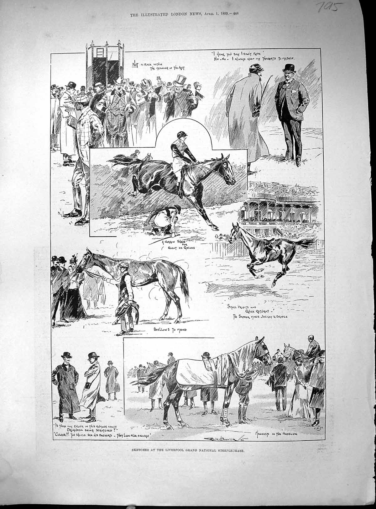 Antique Print Liverpool Grand National Steeplechase Horse Racing Sport 1899