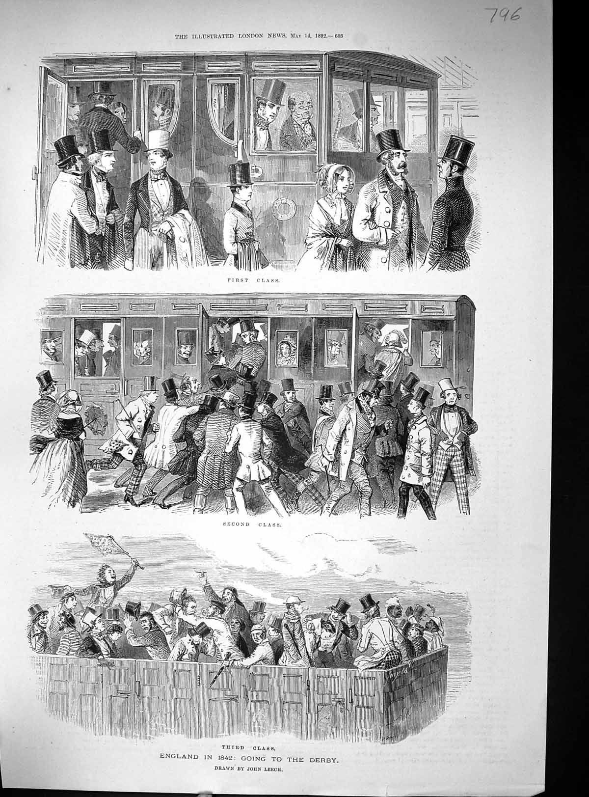 Original Old Antique Print Horse Racing Sport Derby Spectators Transport 1892