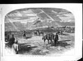 Original Old Antique Print 1861 Derby Horse Racing Course Corner Paddock Sport